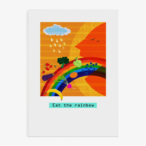 Affisch utan ram: Ät regnbågen — frukt och grönsaker